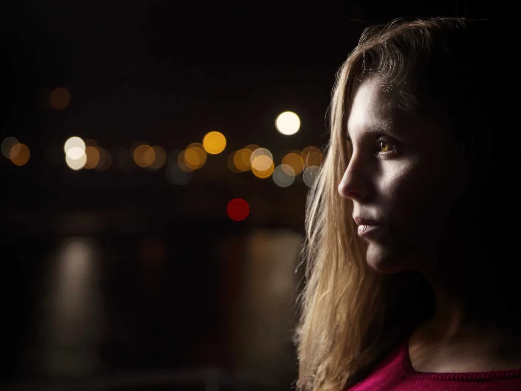 Portrait of woman with background bokeh effect